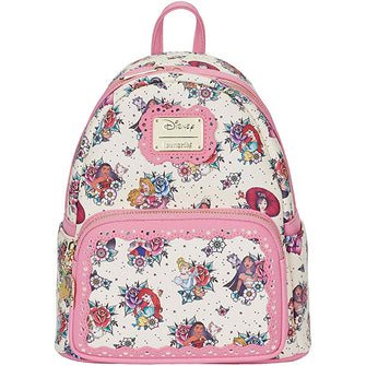 (In-Stock) Loungefly Disney Princess Tattoo All Over Print Womens Double Strap Shoulder Bag - First Form Collectibles