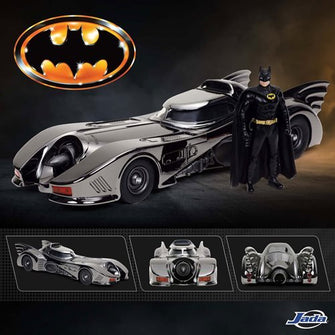 Batman 1989 Movie Batmobile Black Chrome Finish 1:24 Scale Die-Cast Metal Vehicle with Mini-Figure - Exclusive - First Form Collectibles