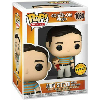 Funko Pop! The 40-Year-Old Virgin. Andy Stitzer holding Steve Austin (Chase) - First Form Collectibles