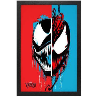 Venom and Carnage Split-Face Framed Art Print *PRE-ORDER* - First Form Collectibles