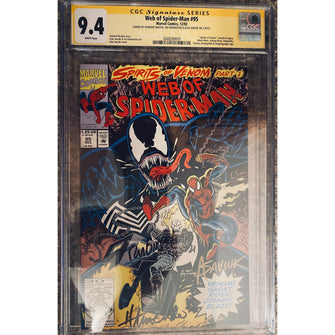 Web of Spider-Man #95 Spirits of Venom #1 Signed by: HOWARD MACKIE, JOE RUBINSTEIN & ALEX SAVIUK  (""Spirits of Venom"" storyline begins. Ghost Rider, Johnny Blaze, Hobgoblin, Venom, Demogoblin & Doppelganger app.) (CGC Signature Series Graded 9.4) - First Form Collectibles