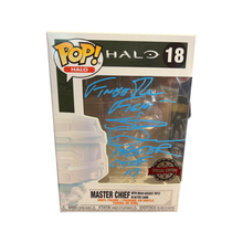 (Quote + Blue Ink Signature) Steve Downes Voice of Master Chief Autographed Master Chief with A ctive Camo(Protected by Premiuim Pop Fiend Protectors + JSA Authentication) **READ DESCRIPTION* - First Form Collectibles