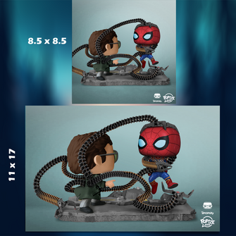 Spiderman No Way Home: Doc Ock Vs, Spider-Man (Art by: Pop.Ize) - First Form Collectibles